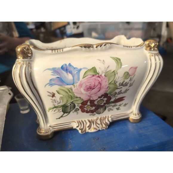 Planters & Garden | Decor Vermilion Designs Hand-Painted Floral Ceramic Cachepot - Picture 1 of 4